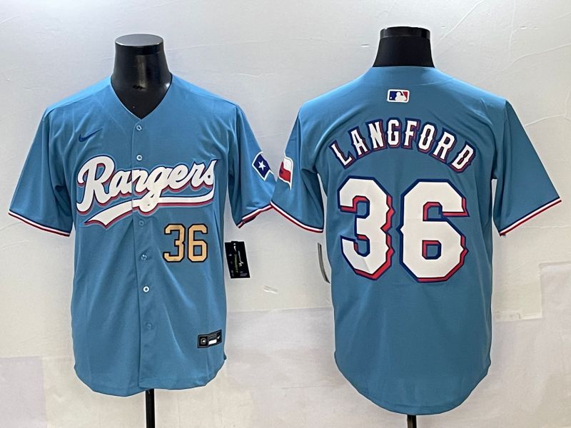 Men 2025 Texas Rangers #36 Langford Light Blue Game Nike MLB Jersey style 5